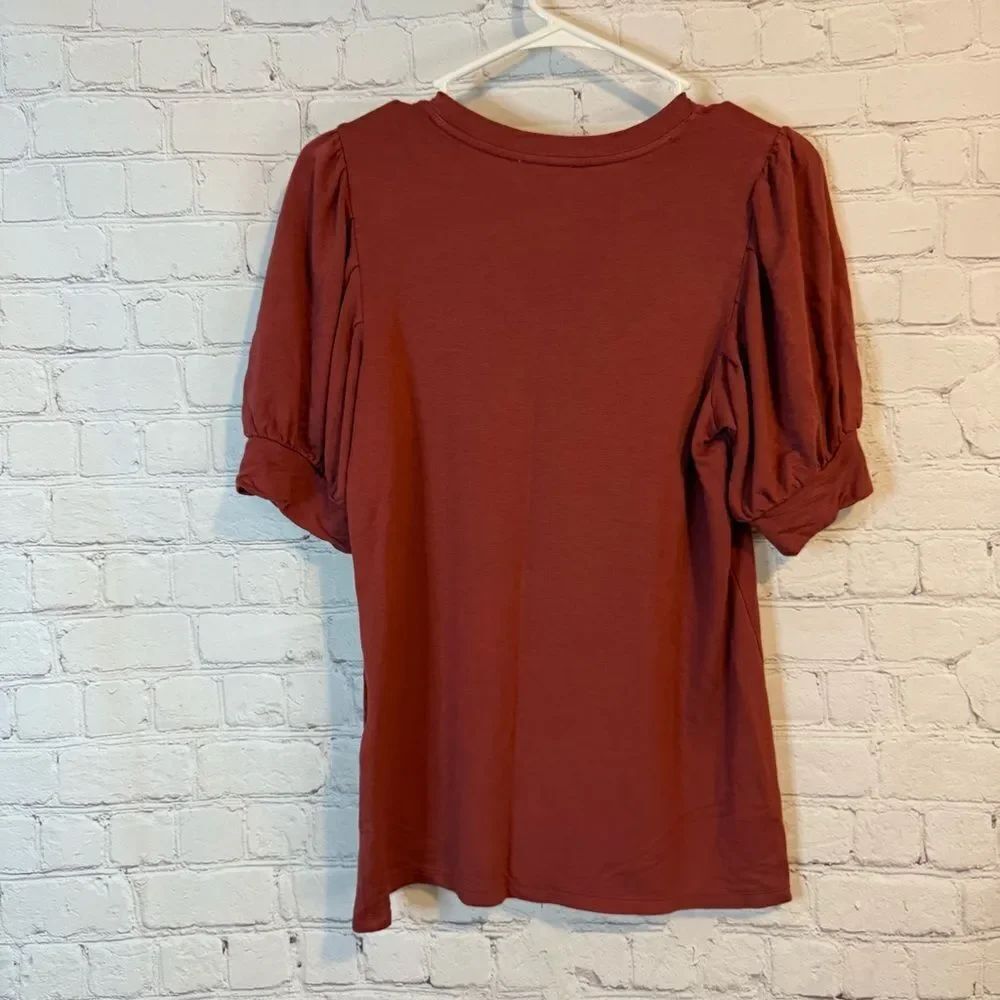 Daily Ritual Women's Rust Blouse Puff Sleeve - Picture 4 of 6